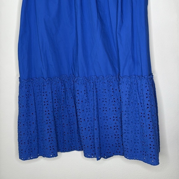 Who What Wear Sleeveless Eyelet Mix Ruffle Dress in Blue Size Large - Picture 3 of 9